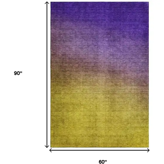 Purple Blue And Gold Ombre Washable Area Rug With UV Protection Photo 5