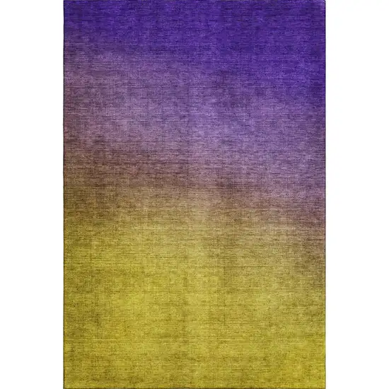 Purple Blue And Gold Ombre Washable Area Rug With UV Protection Photo 1