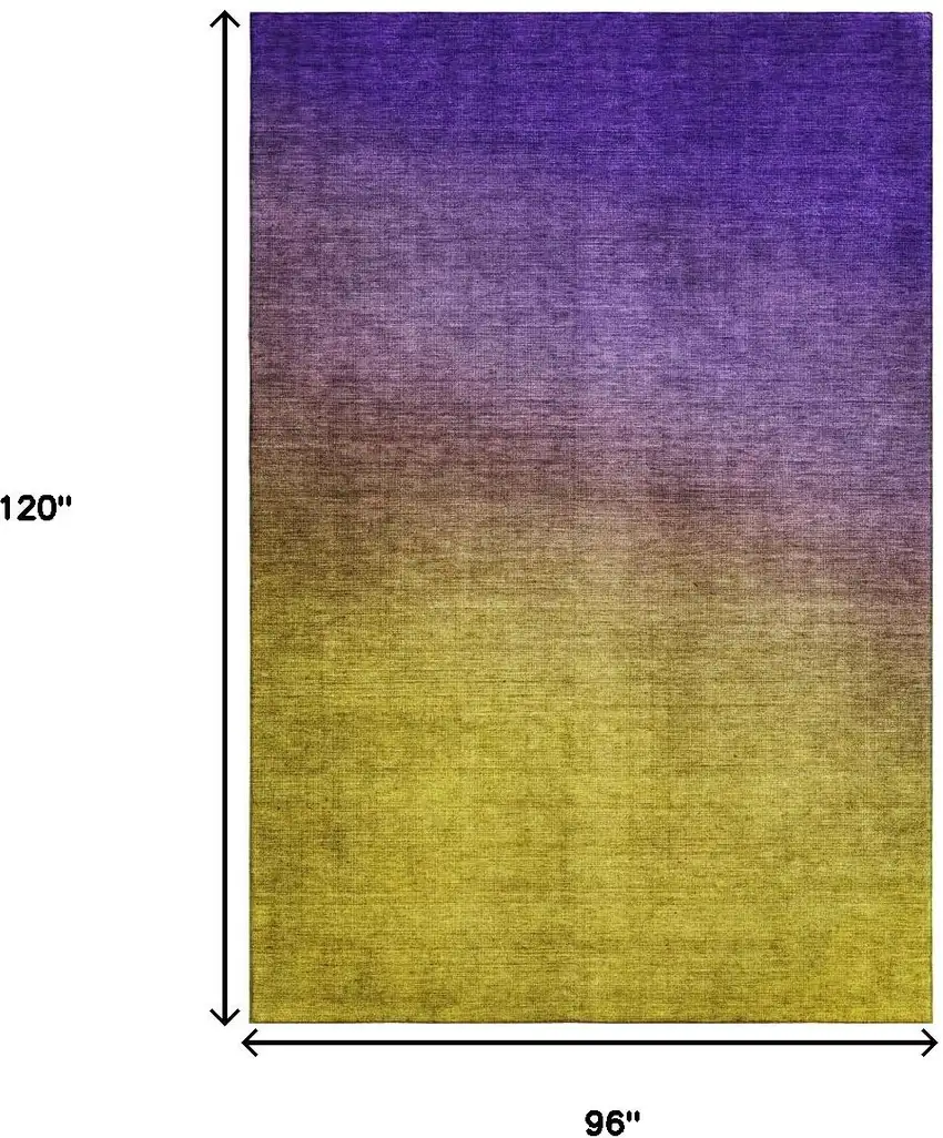 Purple Blue And Gold Ombre Washable Area Rug With UV Protection Photo 5