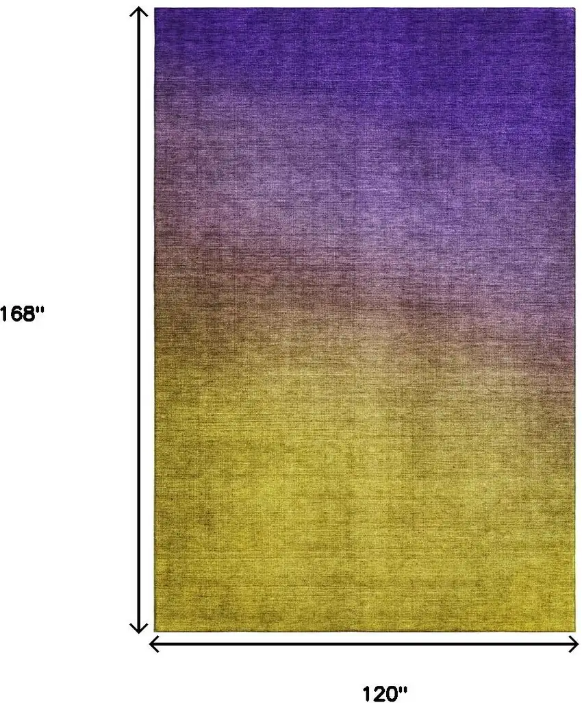 Purple Blue And Gold Ombre Washable Area Rug With UV Protection Photo 5