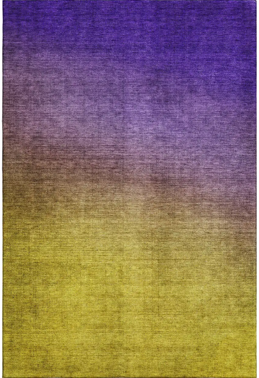 Purple Blue And Gold Ombre Washable Area Rug With UV Protection Photo 1