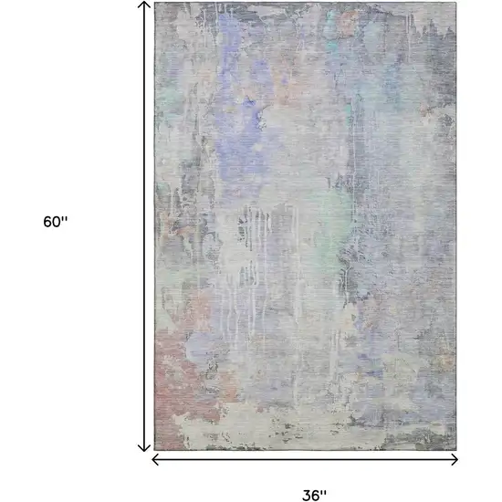 Purple Blue And Gray Abstract Washable Area Rug With UV Protection Photo 3