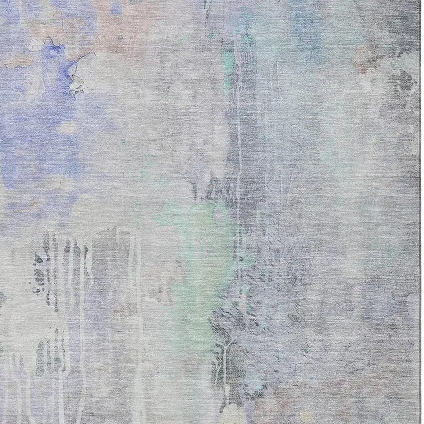 Purple Blue And Gray Abstract Washable Area Rug With UV Protection Photo 2