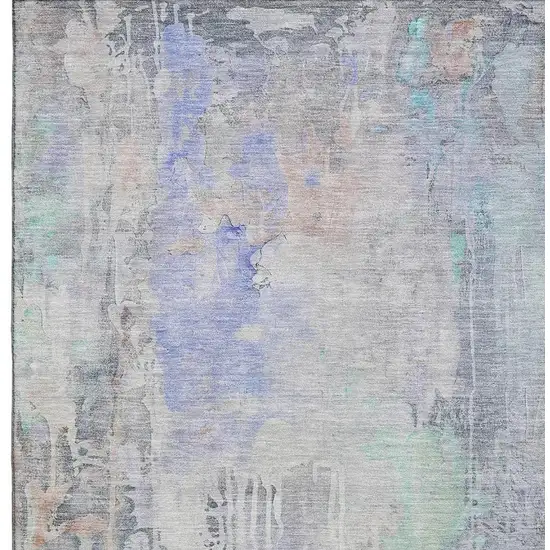 Purple Blue And Gray Abstract Washable Area Rug With UV Protection Photo 2