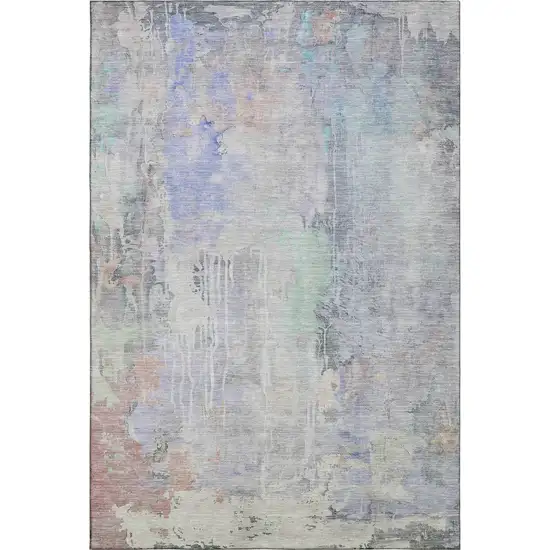 Purple Blue And Gray Abstract Washable Area Rug With UV Protection Photo 1