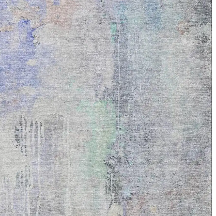 Purple Blue And Gray Abstract Washable Area Rug With UV Protection Photo 2