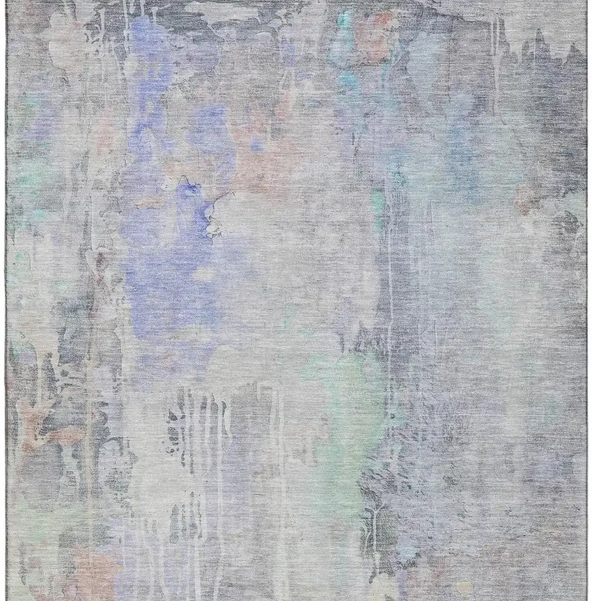 Purple Blue And Gray Abstract Washable Area Rug With UV Protection Photo 3