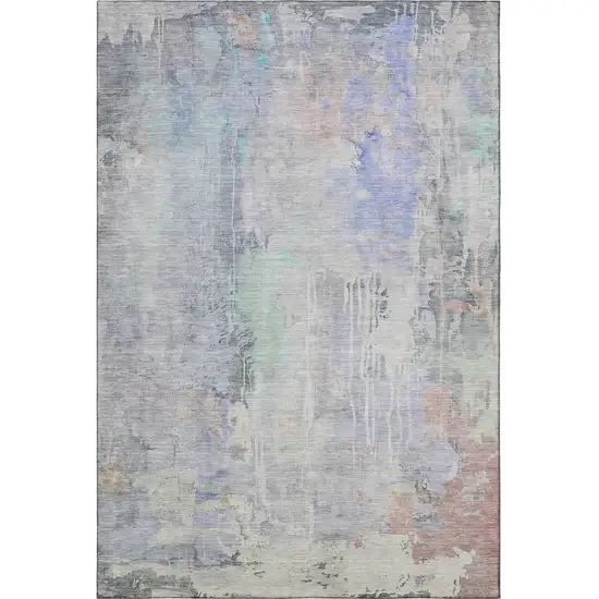 Purple Blue And Gray Abstract Washable Area Rug With UV Protection Photo 3