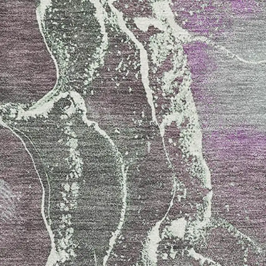 Purple Blue And Green Abstract Washable Area Rug With UV Protection Photo 2