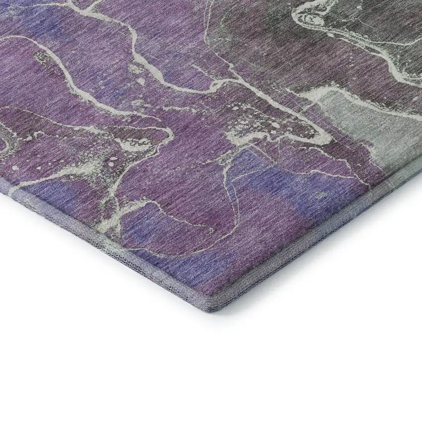 Purple Blue And Green Abstract Washable Area Rug With UV Protection Photo 7