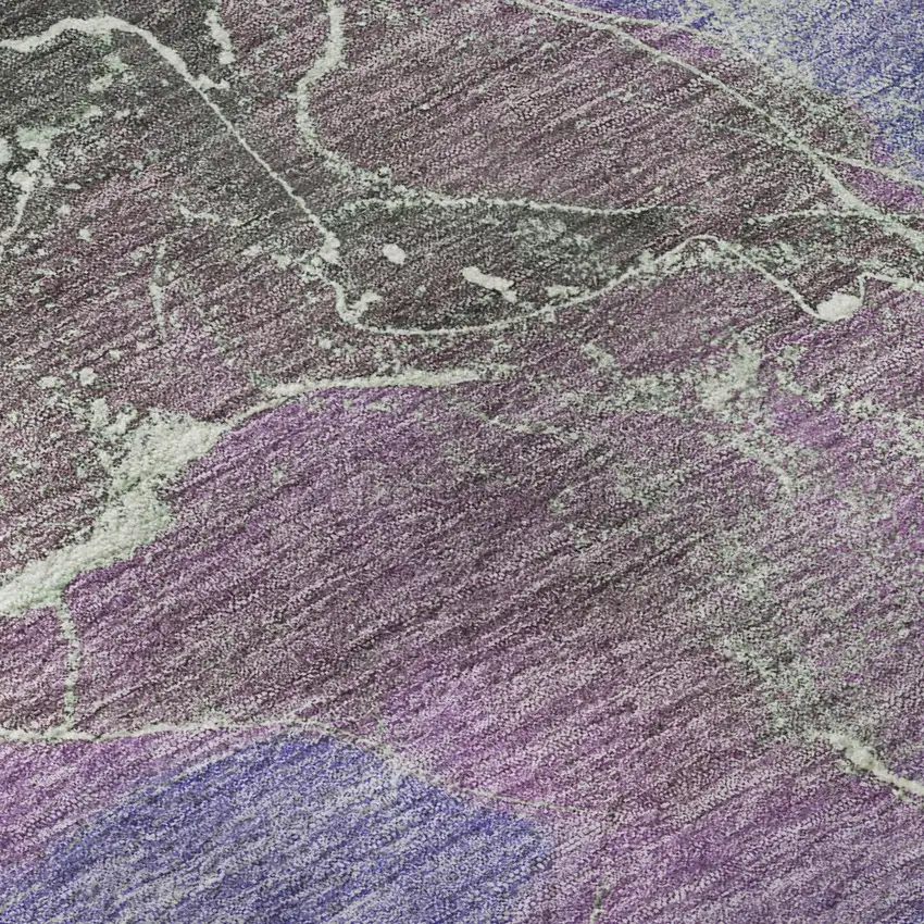 Purple Blue And Green Abstract Washable Area Rug With UV Protection Photo 9