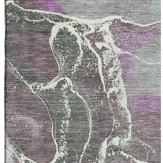 Purple Blue And Green Abstract Washable Area Rug With UV Protection Photo 3