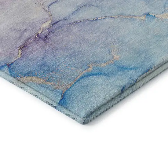 Purple Blue And Ivory Abstract Washable Area Rug With UV Protection Photo 9
