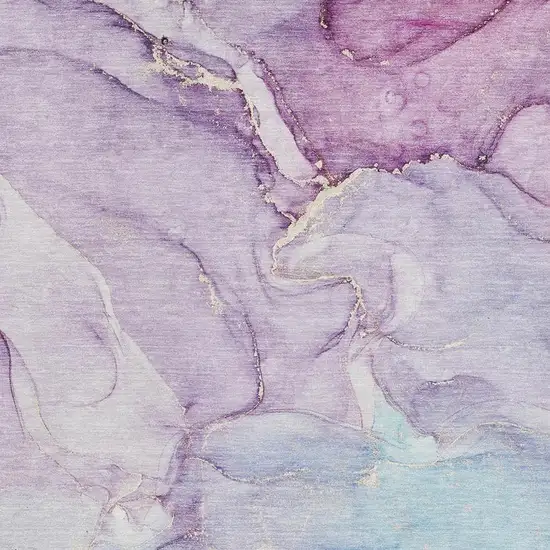 Purple Blue And Ivory Abstract Washable Area Rug With UV Protection Photo 3