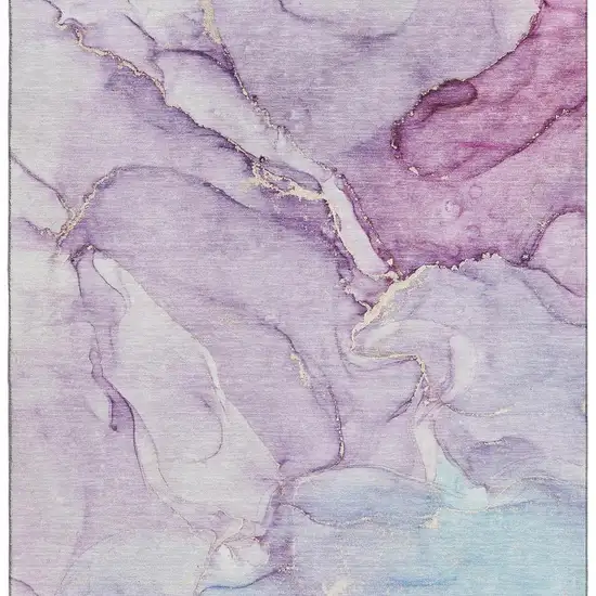 Purple Blue And Ivory Abstract Washable Area Rug With UV Protection Photo 4
