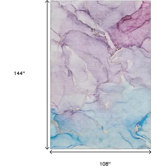 Purple Blue And Ivory Abstract Washable Area Rug With UV Protection Photo 7