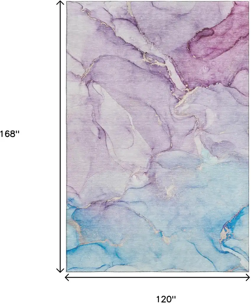 Purple Blue And Ivory Abstract Washable Area Rug With UV Protection Photo 3