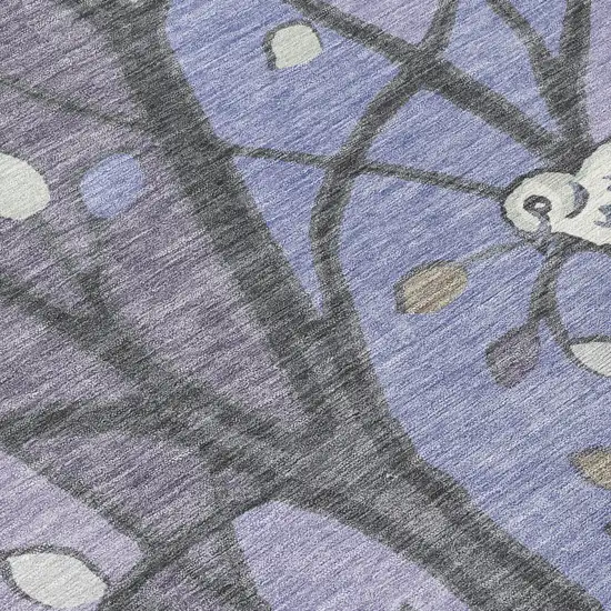 Purple Blue And Sage Botanical Leaves Washable Indoor Outdoor Area Rug Photo 6