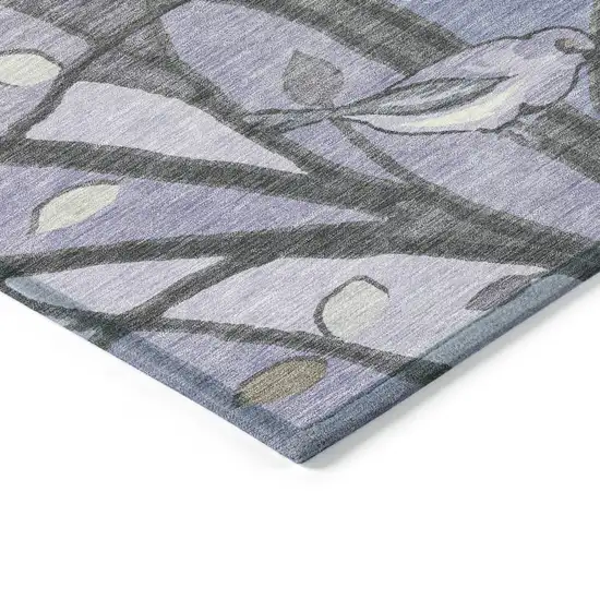 Purple Blue And Sage Botanical Leaves Washable Indoor Outdoor Area Rug Photo 5