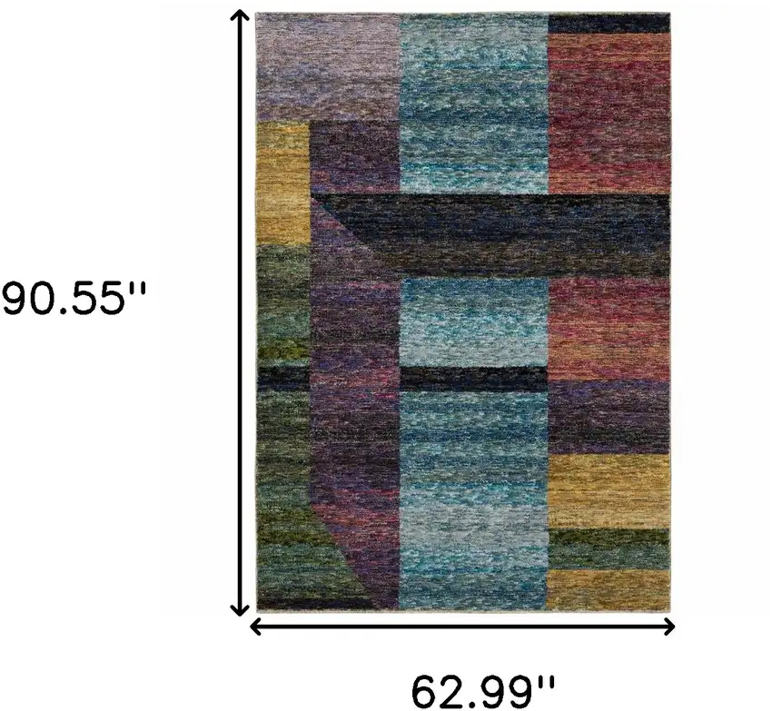 Purple and Red Geometric Power Loom Area Rug Photo 3