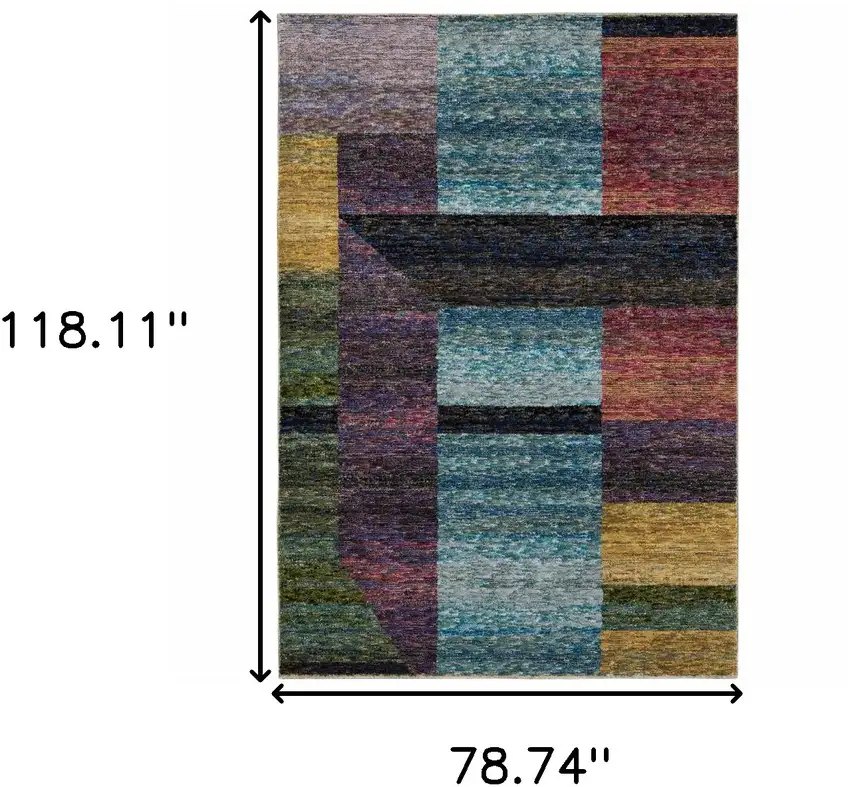 Purple and Red Geometric Power Loom Area Rug Photo 3