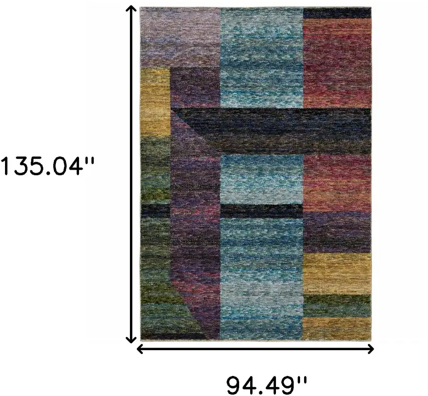 Purple and Red Geometric Power Loom Area Rug Photo 3