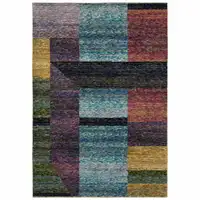 Photo of Purple Blue Teal Gold Green Red And Pink Geometric Power Loom Stain Resistant Area Rug
