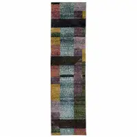 Photo of Purple Blue Teal Gold Green Red And Pink Geometric Power Loom Stain Resistant Runner Rug