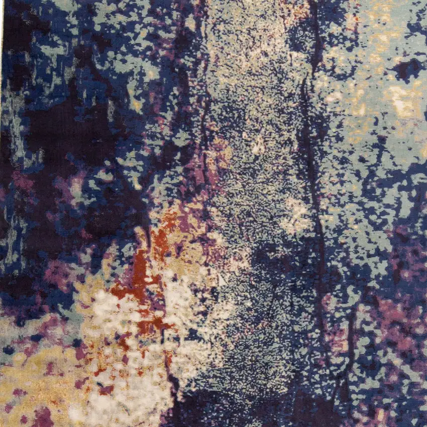 Purple Blue and Ivory Abstract Power Loom Area Rug Photo 9