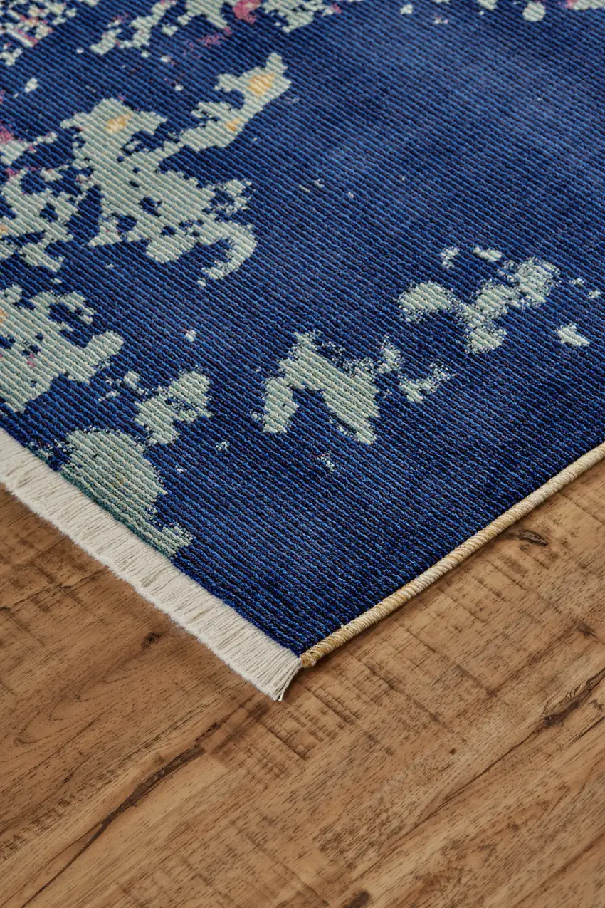 Purple Blue and Ivory Abstract Power Loom Area Rug Photo 6