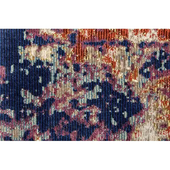 Purple Blue and Ivory Abstract Power Loom Area Rug Photo 5