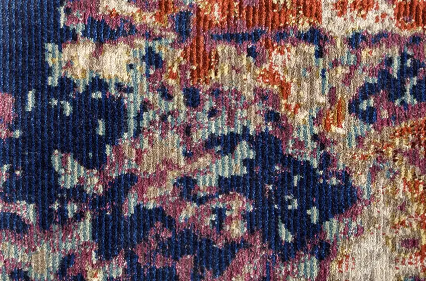 Purple Blue and Ivory Abstract Power Loom Area Rug Photo 5