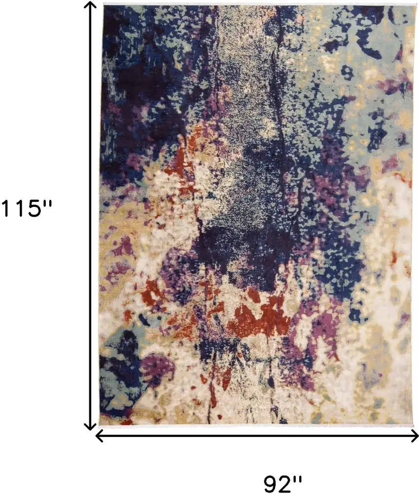 Purple Blue and Ivory Abstract Power Loom Area Rug Photo 3
