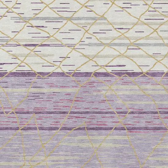 Purple Brown And Beige Striped Washable Indoor Outdoor Area Rug Photo 7