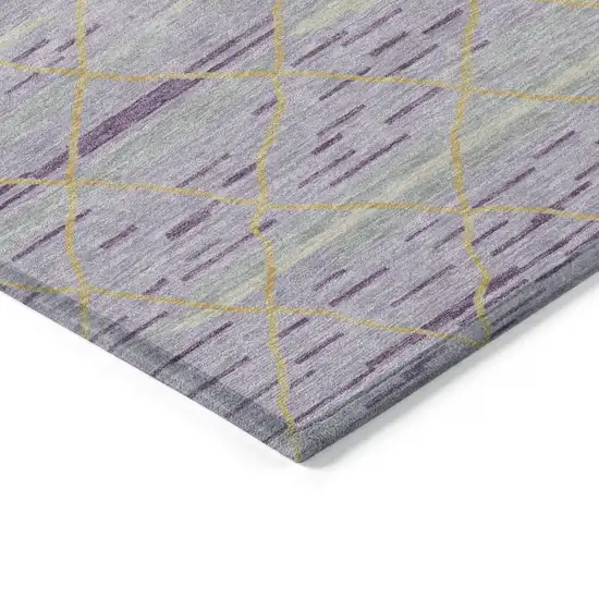 Purple Brown And Beige Striped Washable Indoor Outdoor Area Rug Photo 5
