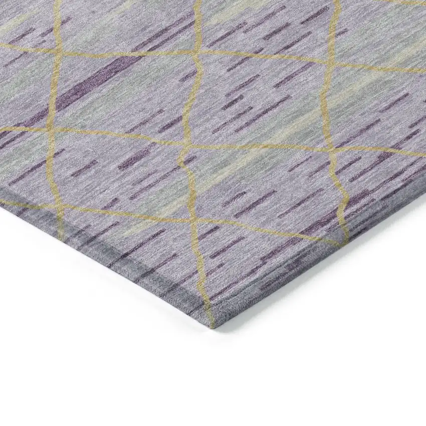 Purple Brown And Beige Striped Washable Indoor Outdoor Area Rug Photo 5