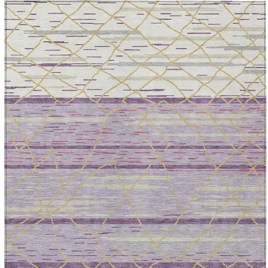 Purple Brown And Beige Striped Washable Indoor Outdoor Area Rug Photo 8