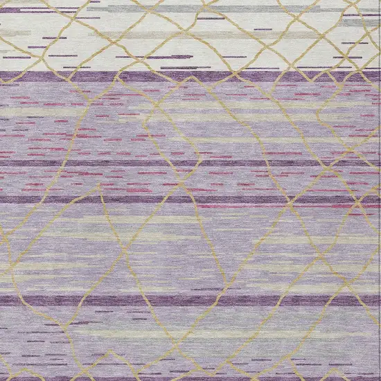 Purple Brown And Beige Striped Washable Indoor Outdoor Area Rug Photo 7