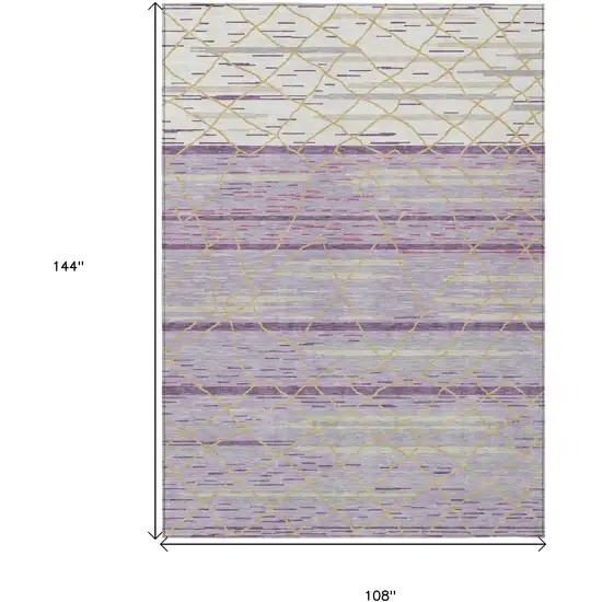 Purple Brown And Beige Striped Washable Indoor Outdoor Area Rug Photo 3
