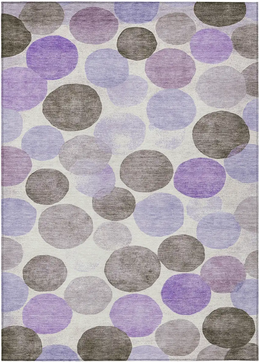 Purple Brown And Ivory Geometric Washable Indoor Outdoor Area Rug Photo 1