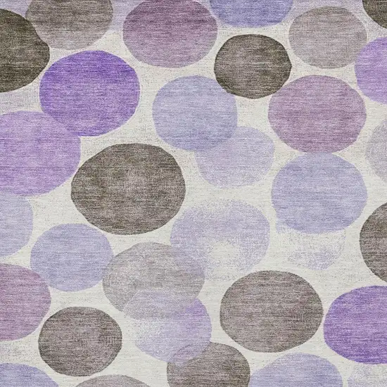 Purple Brown And Ivory Geometric Washable Indoor Outdoor Area Rug Photo 3