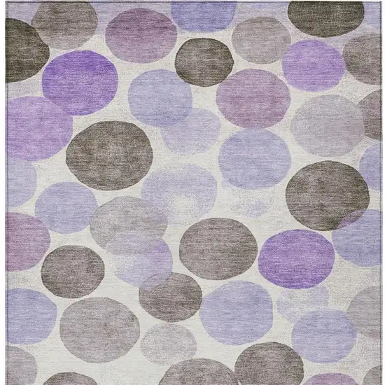 Purple Brown And Ivory Geometric Washable Indoor Outdoor Area Rug Photo 4