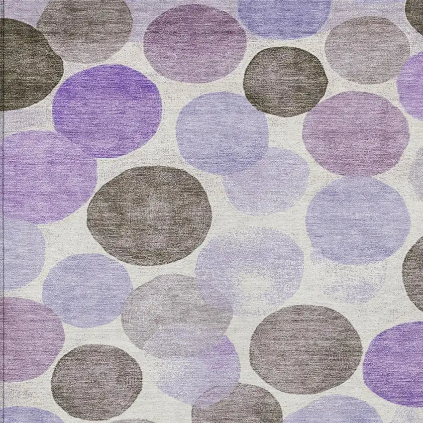 Purple Brown And Ivory Geometric Washable Indoor Outdoor Area Rug Photo 3