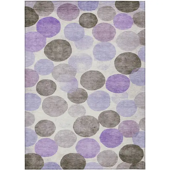 Purple Brown And Ivory Geometric Washable Indoor Outdoor Area Rug Photo 1