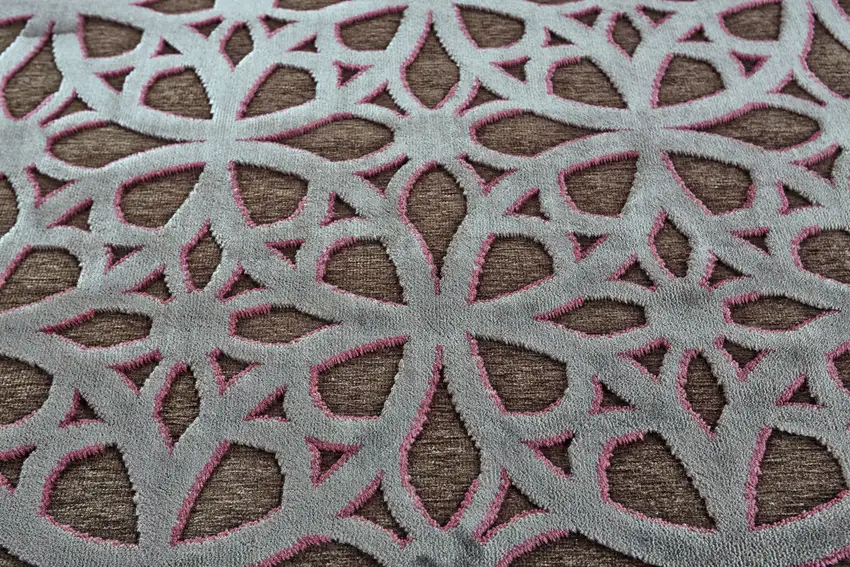 Purple Brown and Gray Geometric Power Loom Area Rug Photo 7