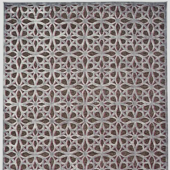 Purple Brown and Gray Geometric Power Loom Area Rug Photo 5