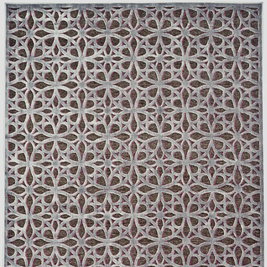 Purple Brown and Gray Geometric Power Loom Area Rug Photo 5