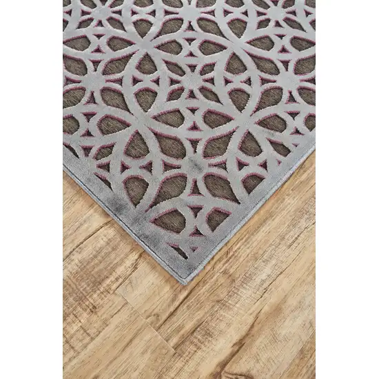 Purple Brown and Gray Geometric Power Loom Area Rug Photo 8
