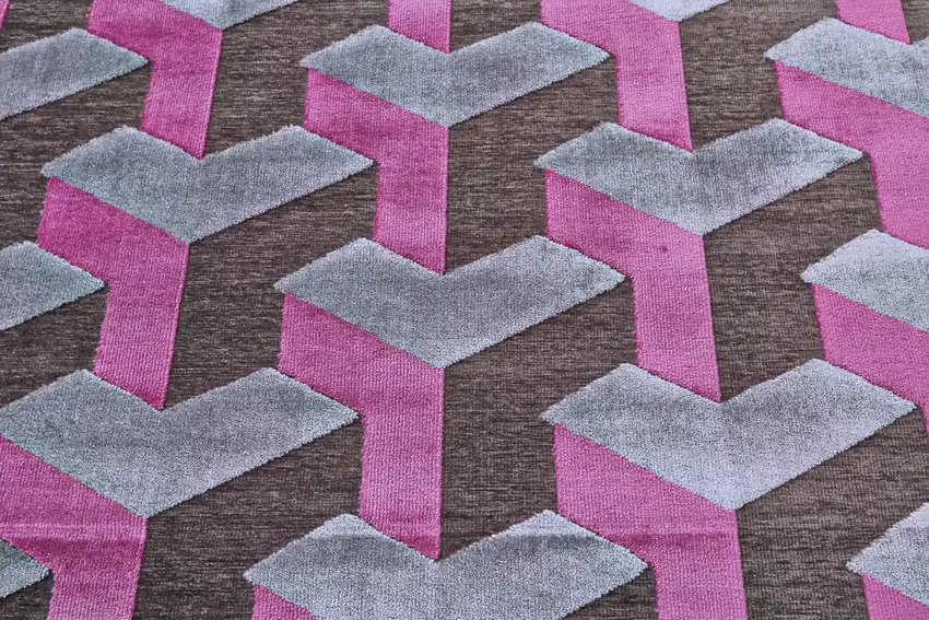 Purple Brown and Gray Geometric Power Loom Area Rug Photo 5