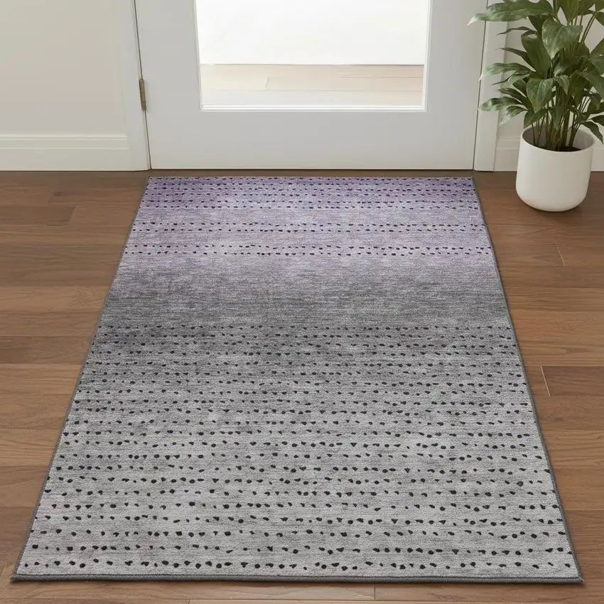 Purple Charcoal And Gray Abstract Washable Area Rug With UV Protection Photo 2